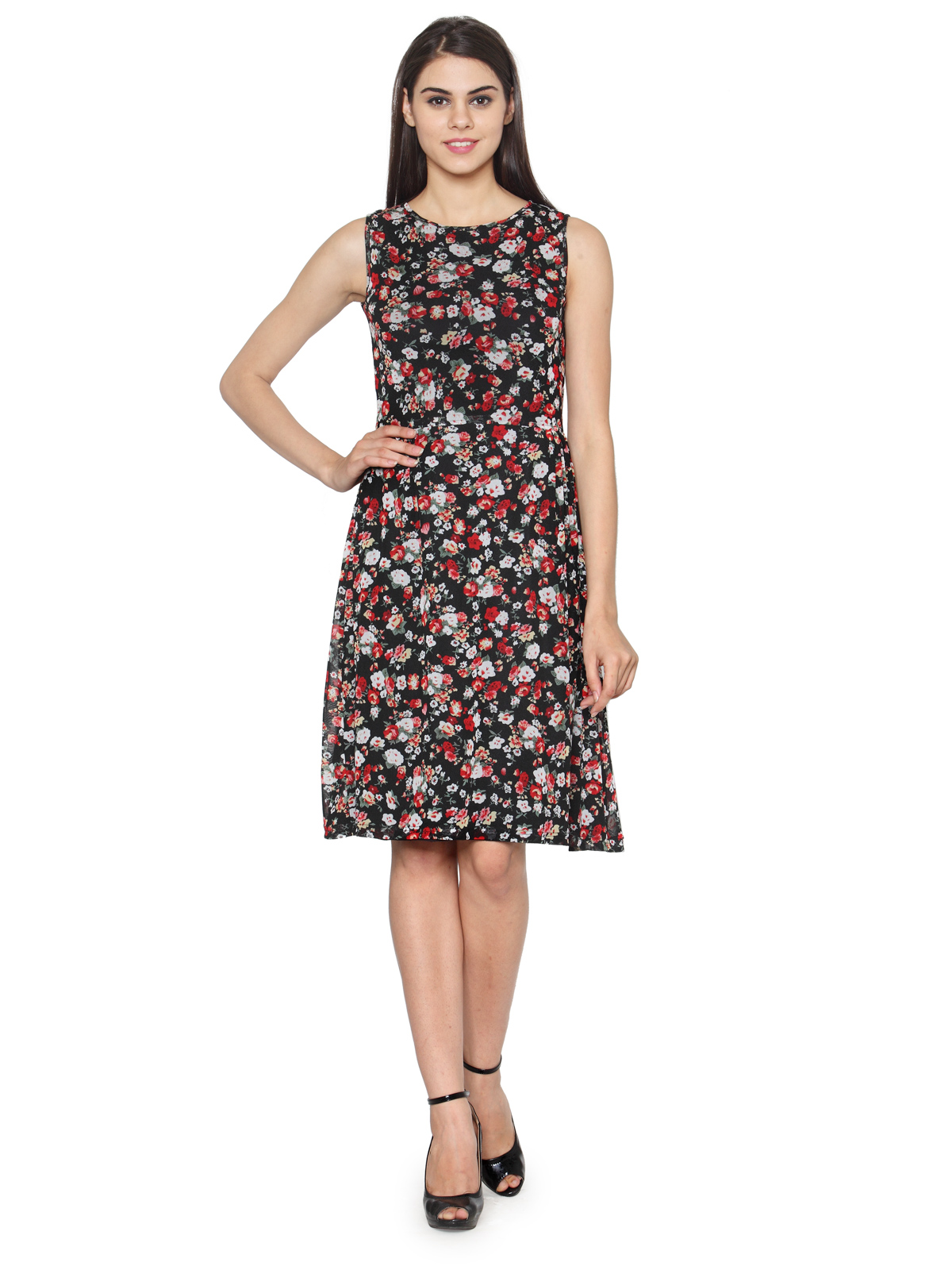 MULTIFLOWER PRINTED MIDI DRESS